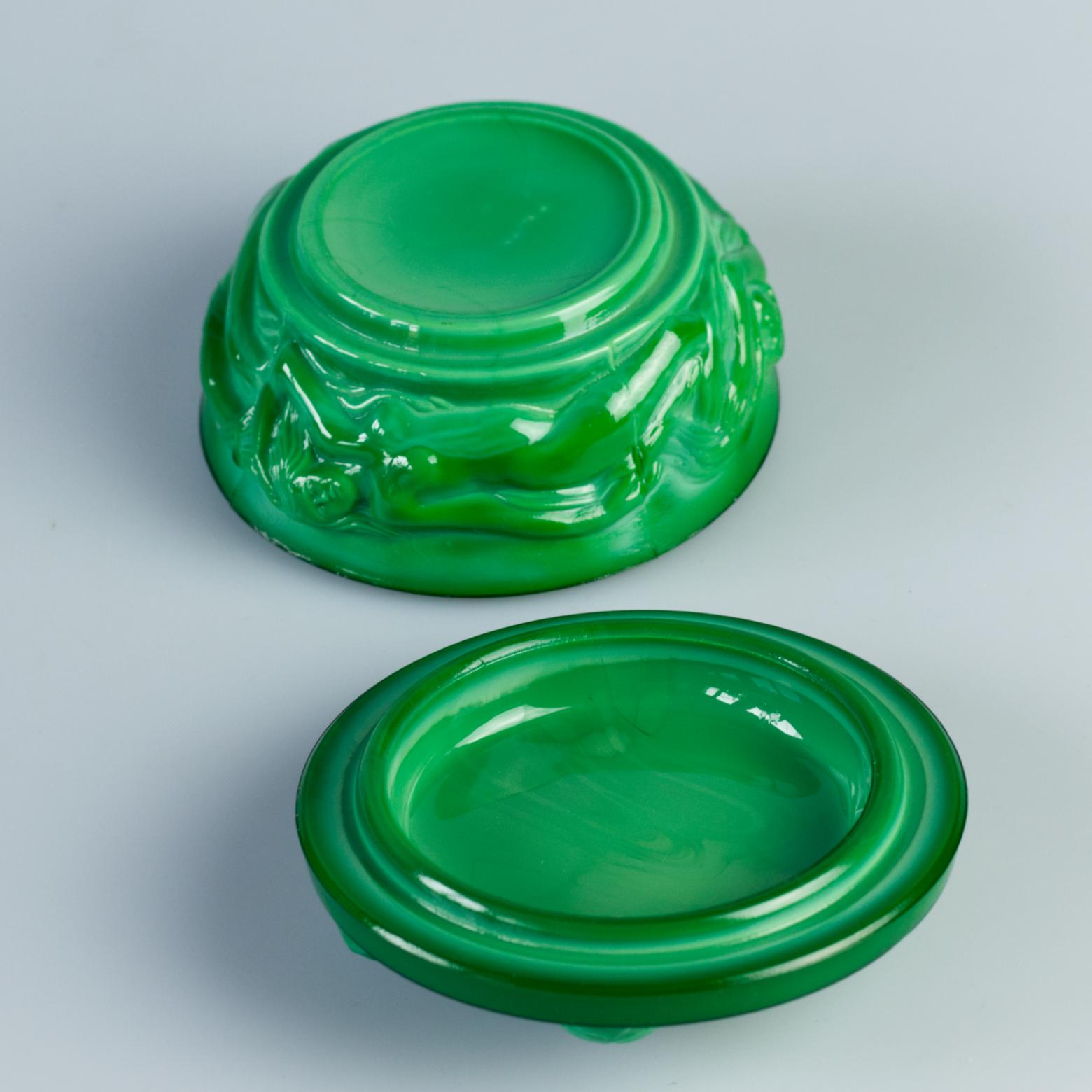 Caja de baratijas Hoffmann y Schlevogt Art Nouveau de cristal de malaquita en venta 2