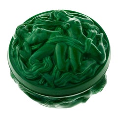 Antique Hoffmann and Schlevogt Art Nouveau Malachite Glass Trinket Box