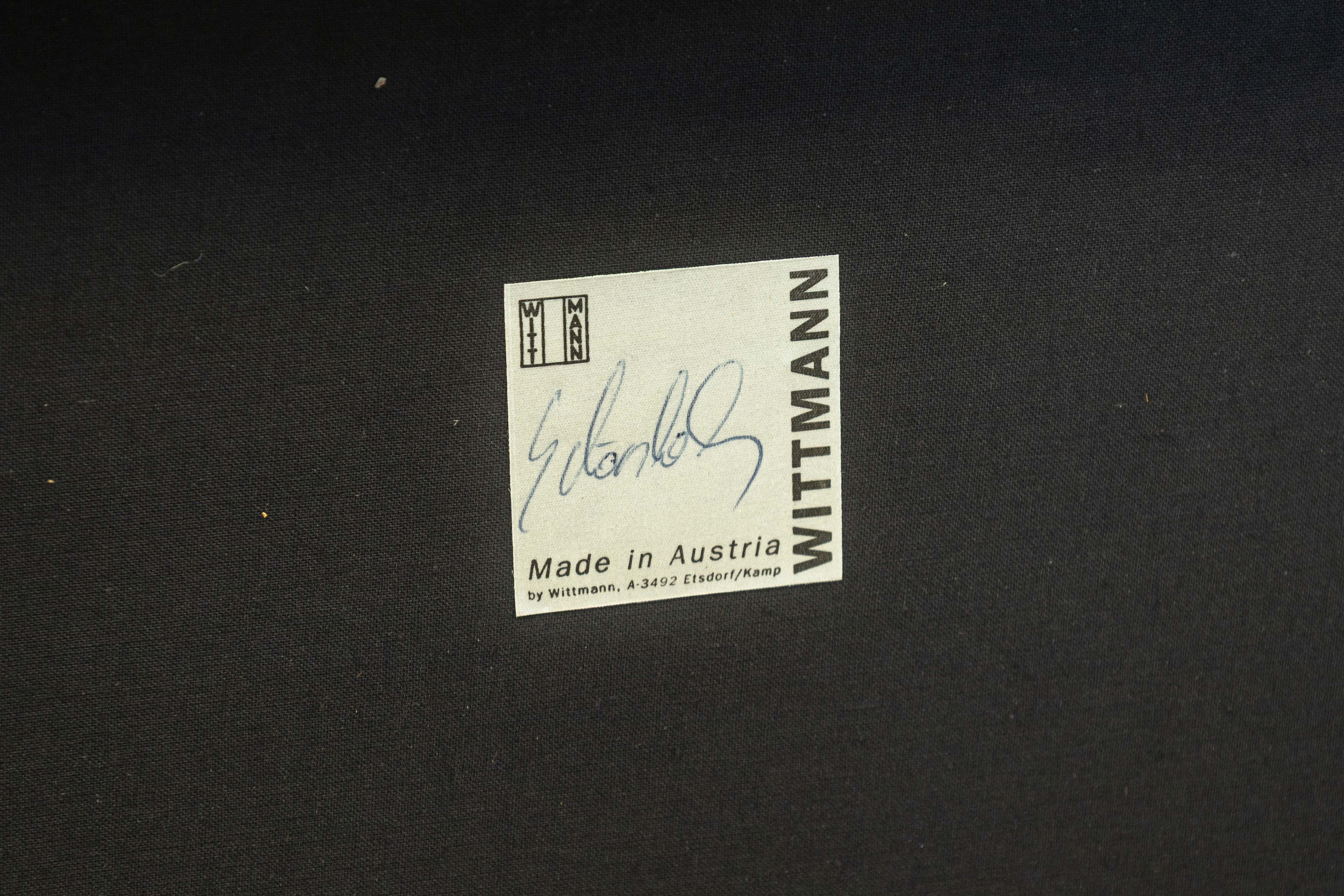Hoffmann for Wittmann Austria Banco de centro tapizado en madera y metal negro en venta 1