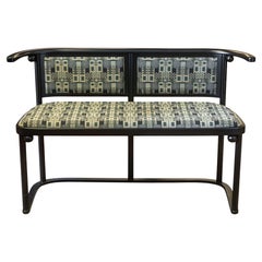 Hoffmann for Wittmann Austria Black Wood and Metal Upholstered Accent Bench