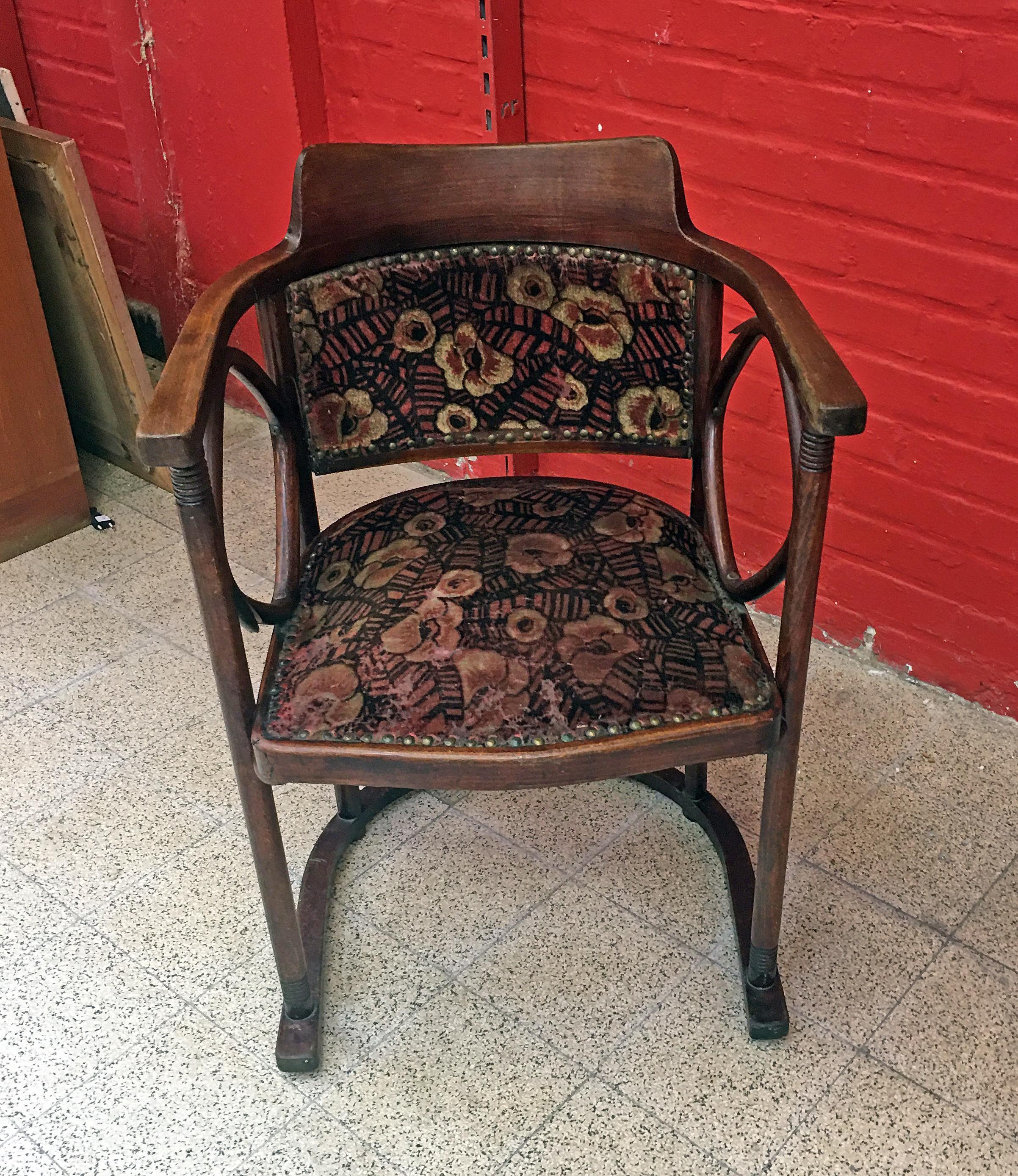 19th Century Hoffmann Josef, Curved Beech Armchair, circa 1900 For Sale