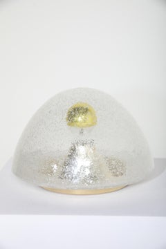 Hoffmeister Leuchten 1970s “Cone-Head” Flush Mount in Brass and Textured Glass