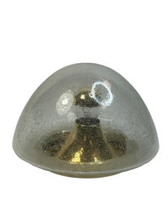 Hoffmeister Leuchten Vintage 1970s "Cone-Head" Flush Mount, Brass and Glass