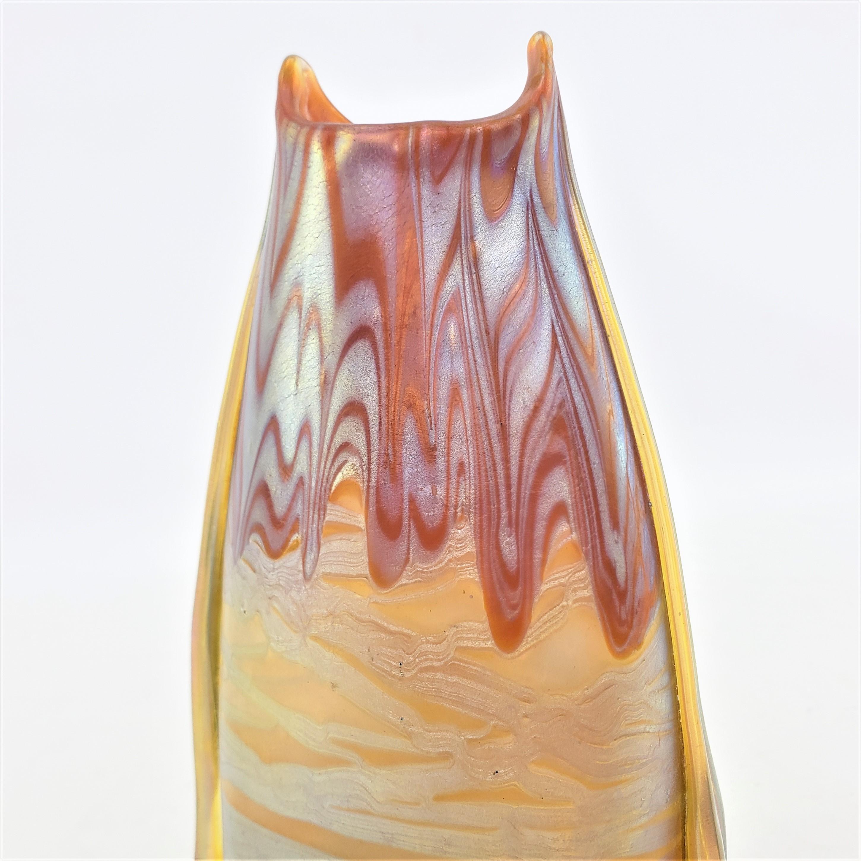 Hofstoetter Designed Signed Loetz Large Antique Art Glass Irridescent Vase 7