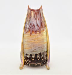 Hofstoetter Designed Signed Loetz Large Antique Art Glass Irridescent Vase