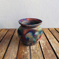 Hofu Raku Ceramic Vase - Full Copper Matte - Handmade Pottery Home Decor Gift