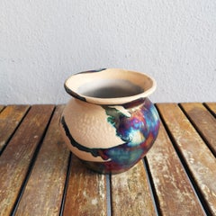 Hofu Raku Ceramic Vase - Half Copper Matte - Handmade Pottery Home Decor Gift