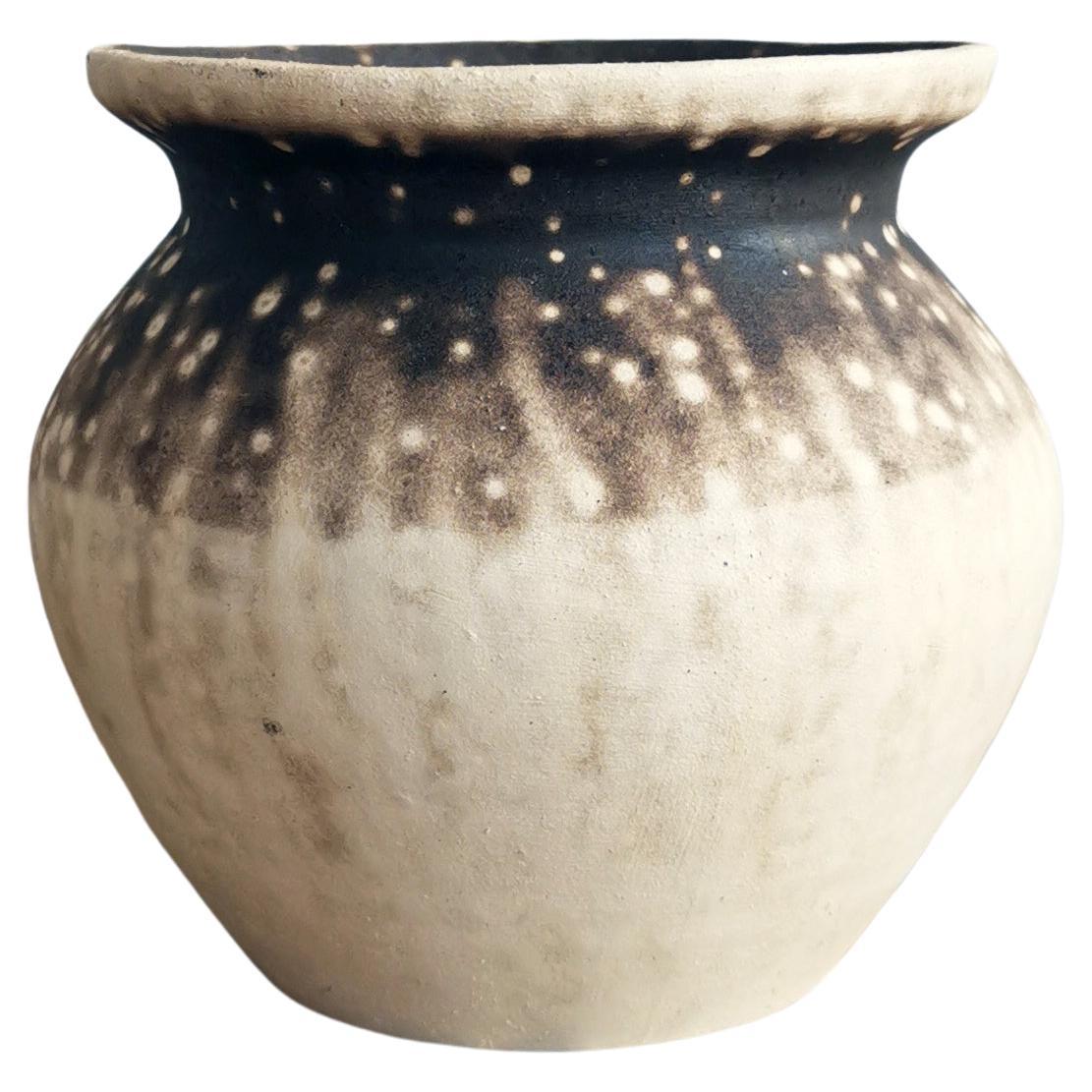 Hofu Raku Ceramic Vase, Obvara, Handmade Pottery Home Decor Gift