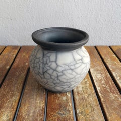 Hofu Raku Ceramic Vase - Smoked Raku - Handmade Pottery Home Decor Gift
