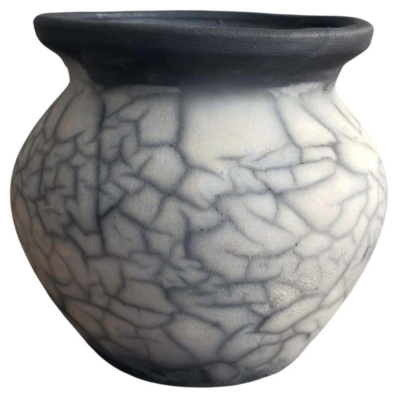 Zen Raku Pottery Vase - Smoked Raku - Handmade Ceramic Home Decor Gift ...