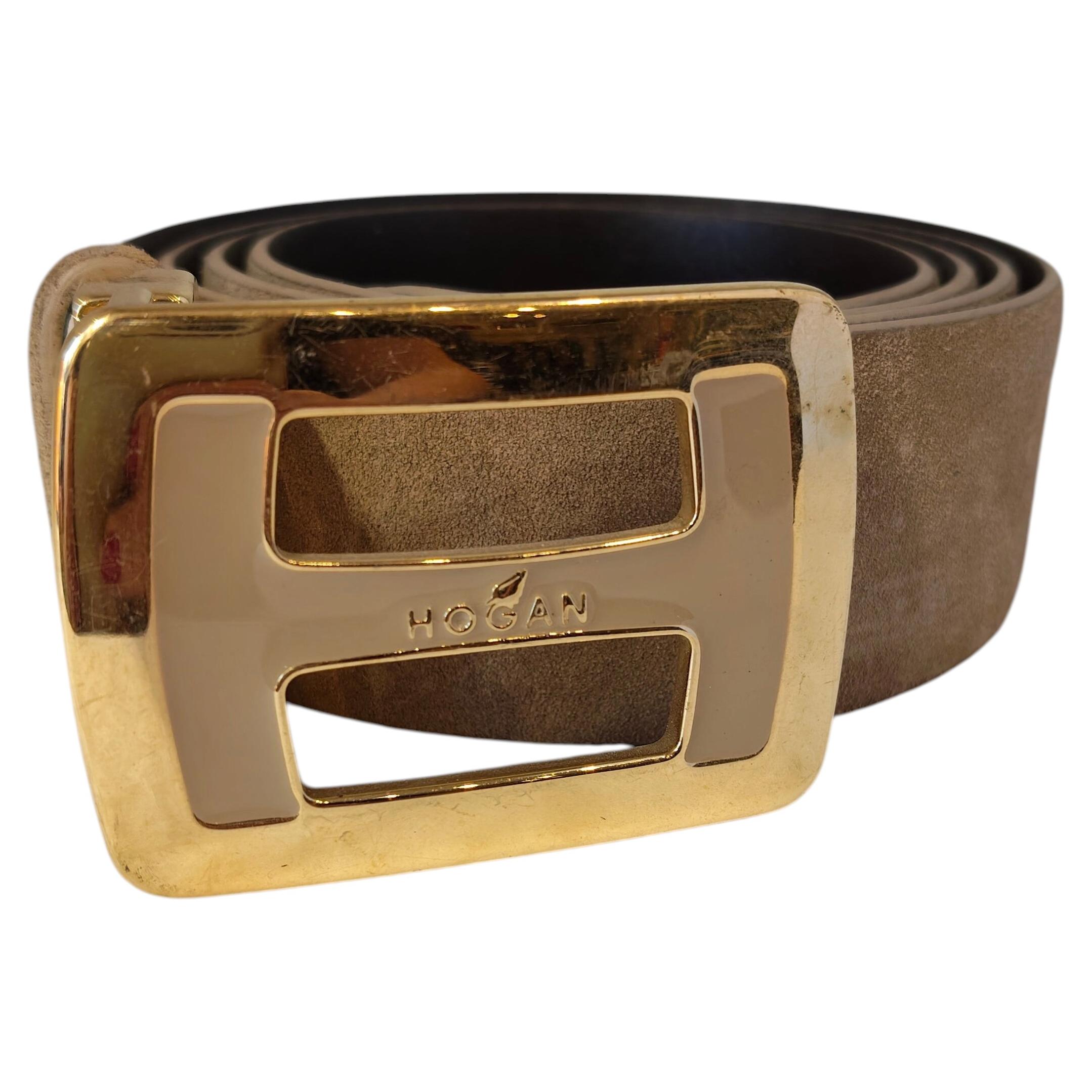 Hogan Vintage Beige Suede Leather Belt 100 cm Unisex Made in Italy For Sale