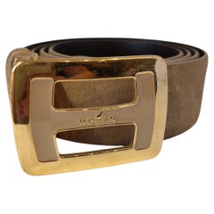 Hogan beige suede leather belt size 100 cm