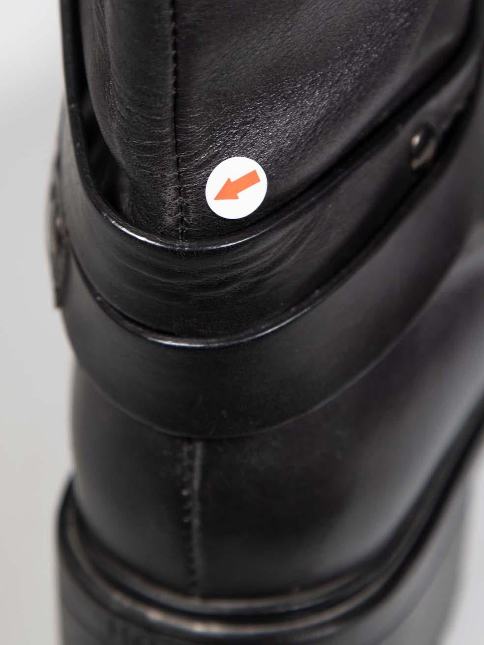 Hogan Black Leather Buckled Strap Boots Size IT 37 4