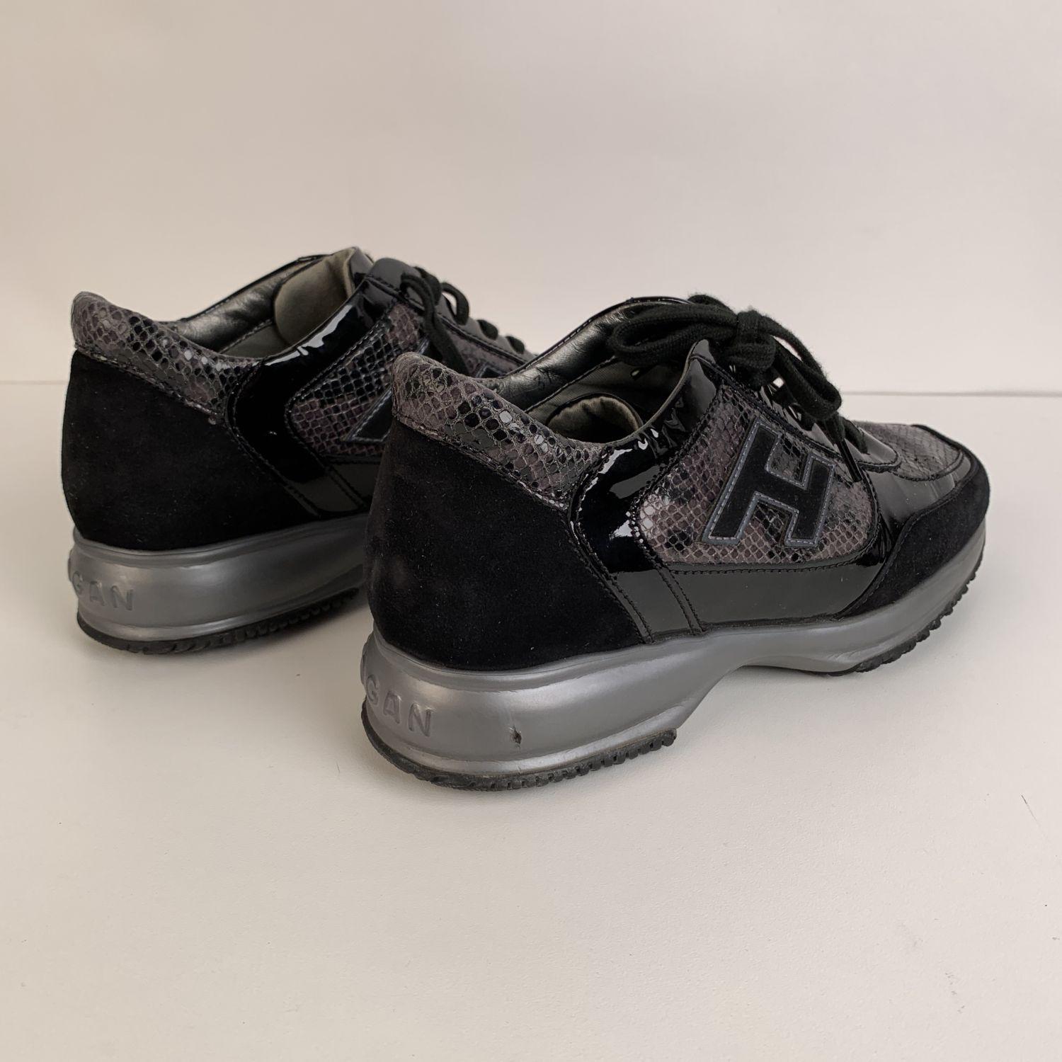 Hogan Black Suede Interactive H Flock Sneakers Shoes Size 37 1