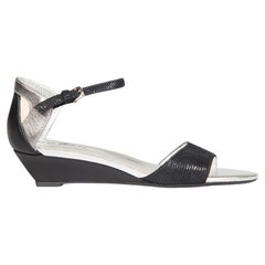 HOGAN Sandali in pelle scamosciata nera con cinturino in lucertola taglia IT 37