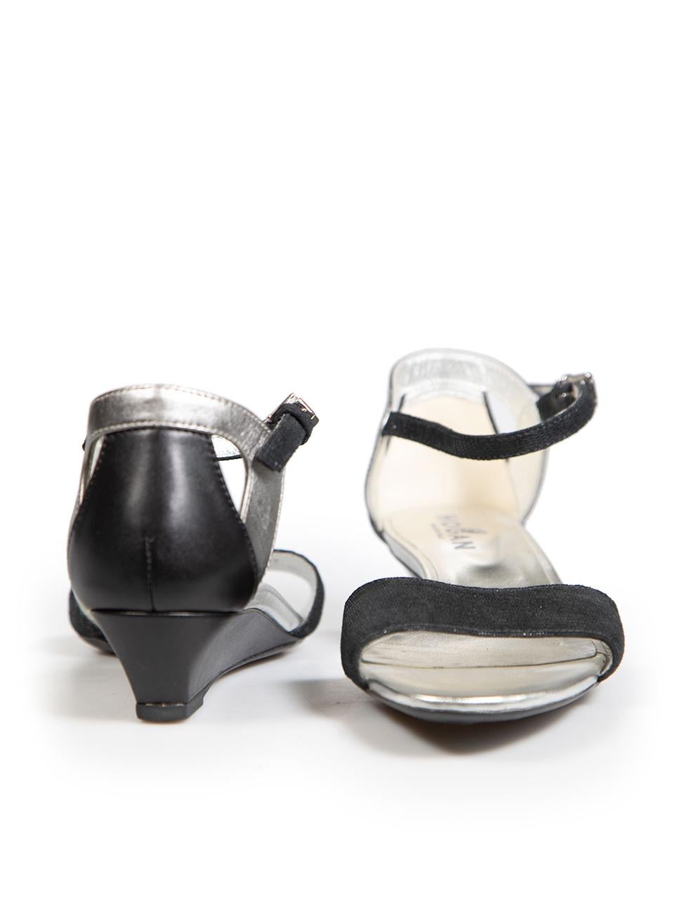 Nero HOGAN Sandali in pelle scamosciata nera con cinturino in lucertola taglia IT 37 in vendita