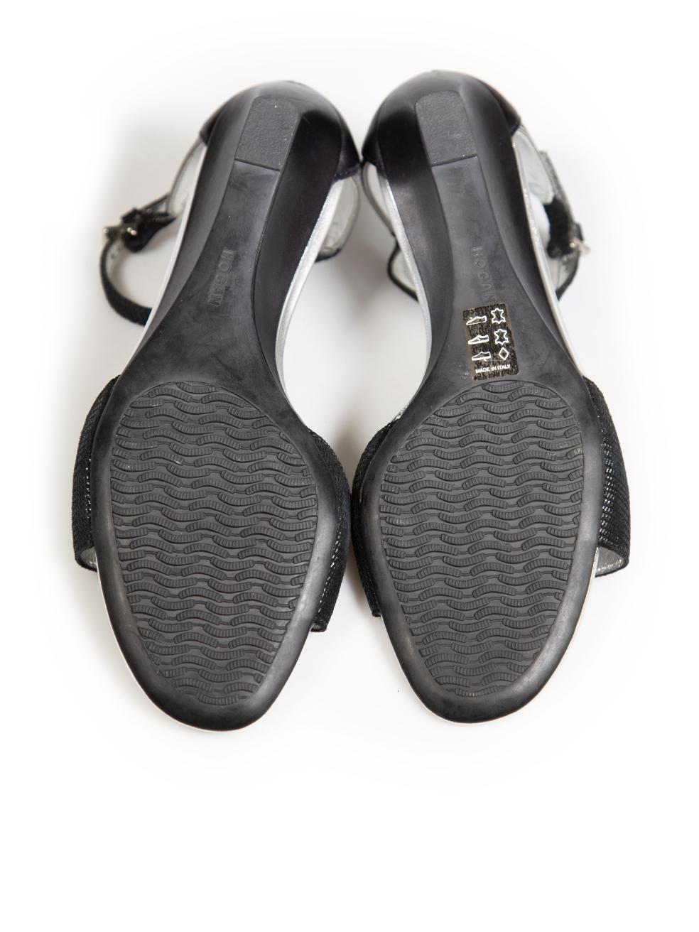 Women's Hogan Black Suede Lizard Embossed Strap Sandals Size IT 37 For Sale