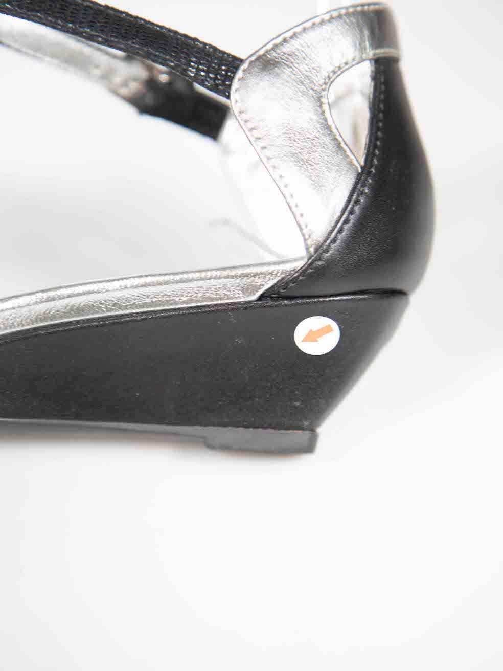 Hogan Black Suede Lizard Embossed Strap Sandals Size IT 37 For Sale 4
