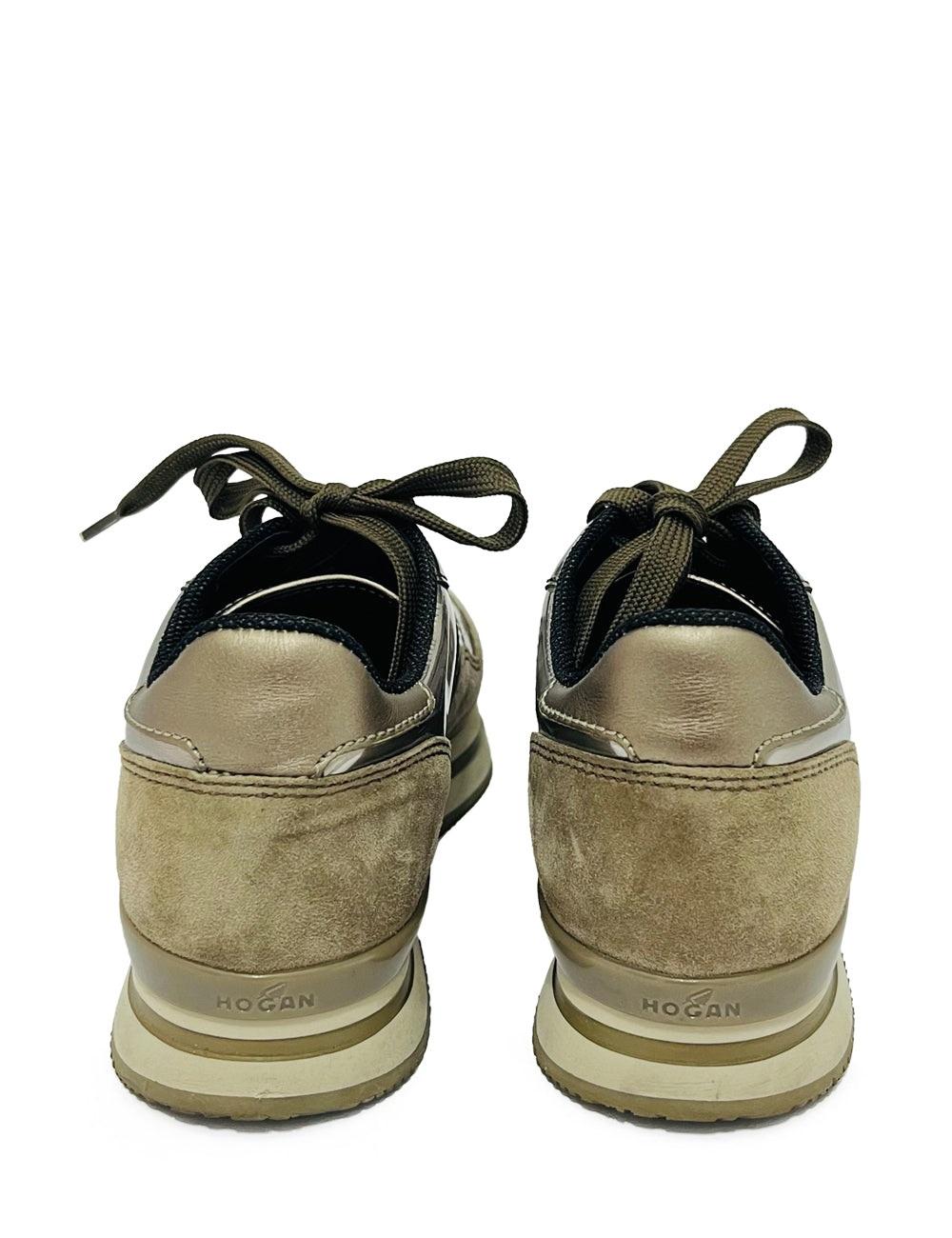 Women's Hogan EU 37 Grey Metallic Patent Leather Sneakers For Sale