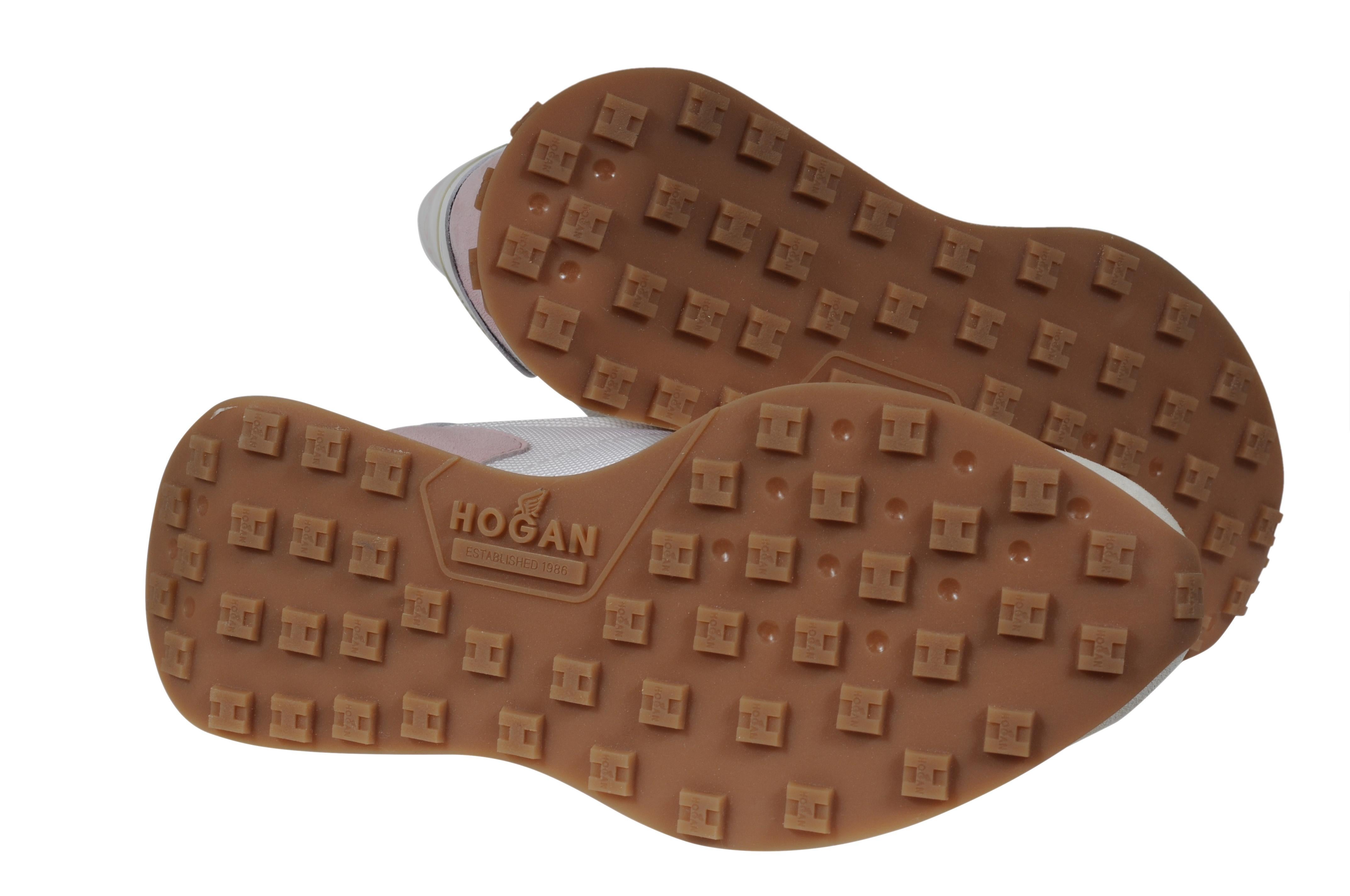 Hogan H641 Low Top Sneakers US9 EU39 Tan Pink White Orange Trainers in vendita 5