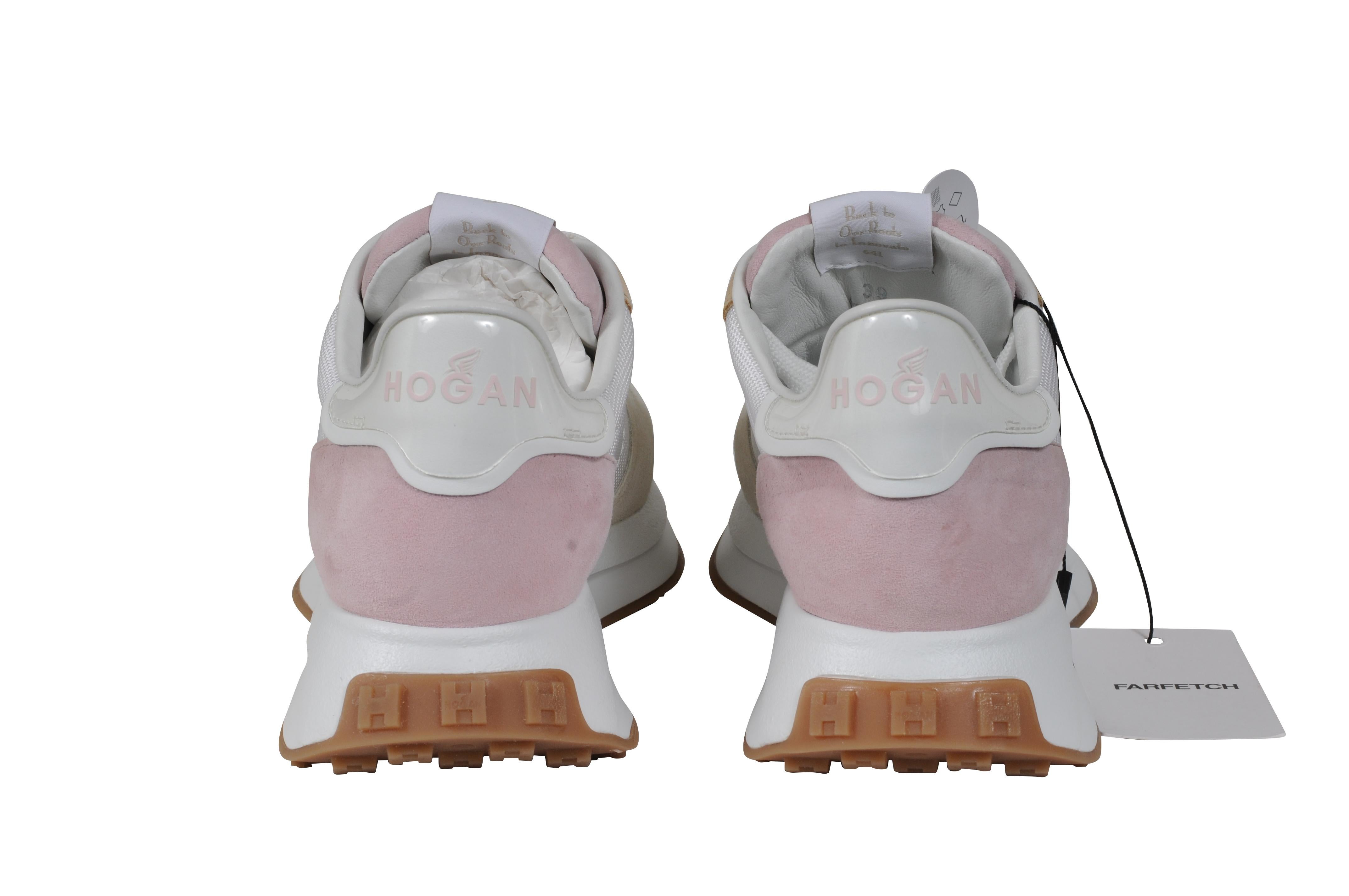 Hogan H641 Low Top Sneakers US9 EU39 Tan Pink White Orange Trainers in vendita 1