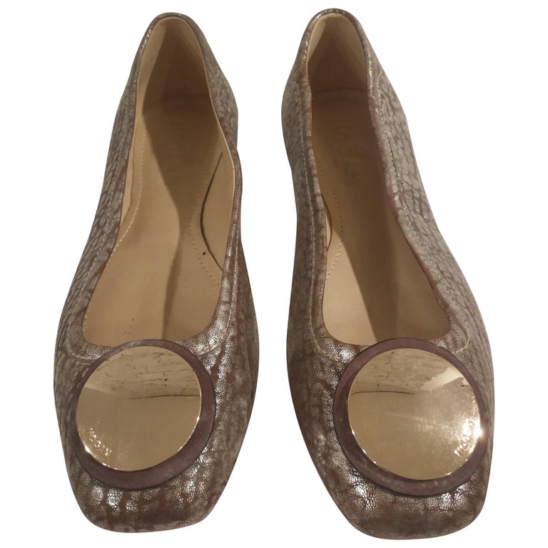 Hogan metallic leather ballerina at 1stDibs