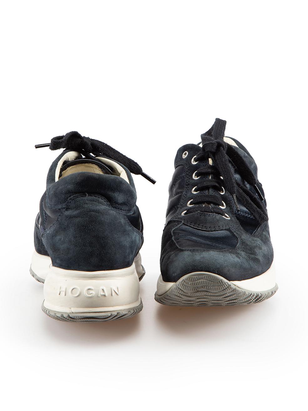 Black Hogan Navy Suede Interactive Trainers Size IT 37.5 For Sale