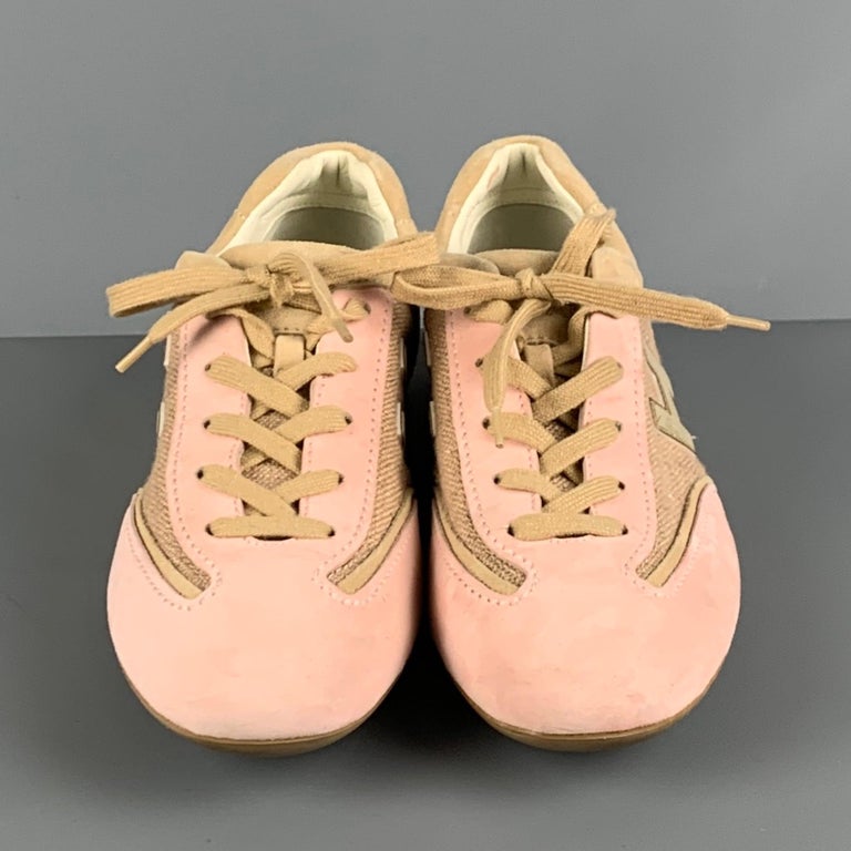 HOGAN OLYMPIA Size 8 Pink and Beige Suede Low Top Sneakers For Sale at  1stDibs