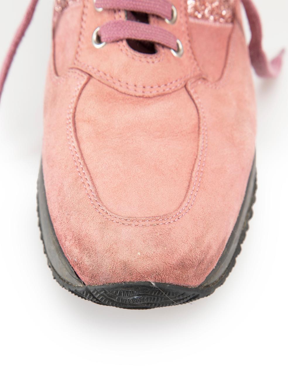 HOGAN Daim Rose Interactive Glitter Trainers Size IT 37.5 en vente 1