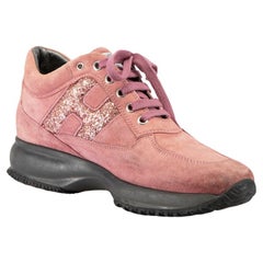 HOGAN Daim Rose Interactive Glitter Trainers Size IT 37.5