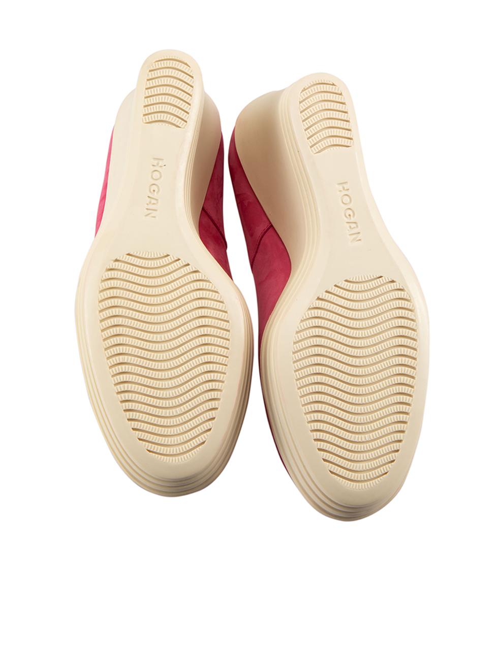 HOGAN Zeppa Peep Toe in camoscio rosa misura IT 37,5 In condizioni buone in vendita a London, GB