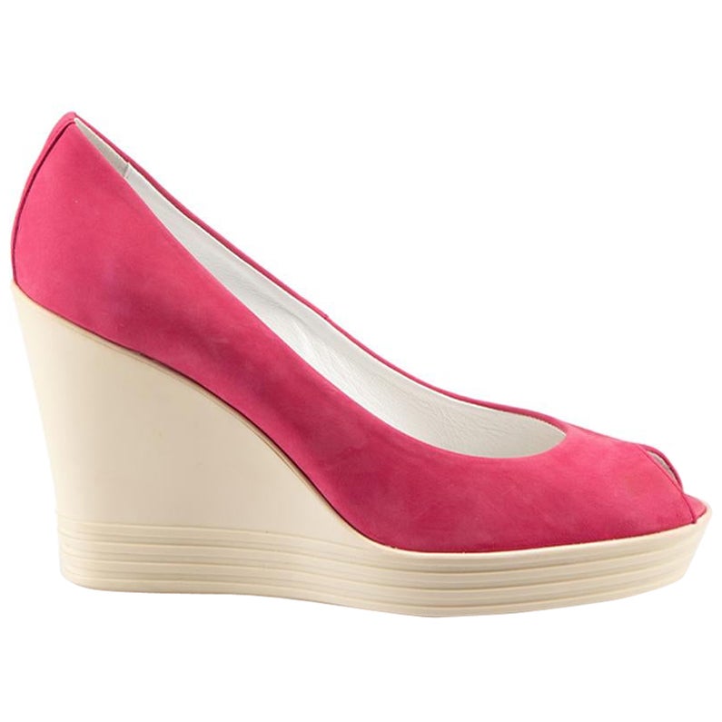 HOGAN Chaussures compensées en daim rose Taille IT 37.5 en vente
