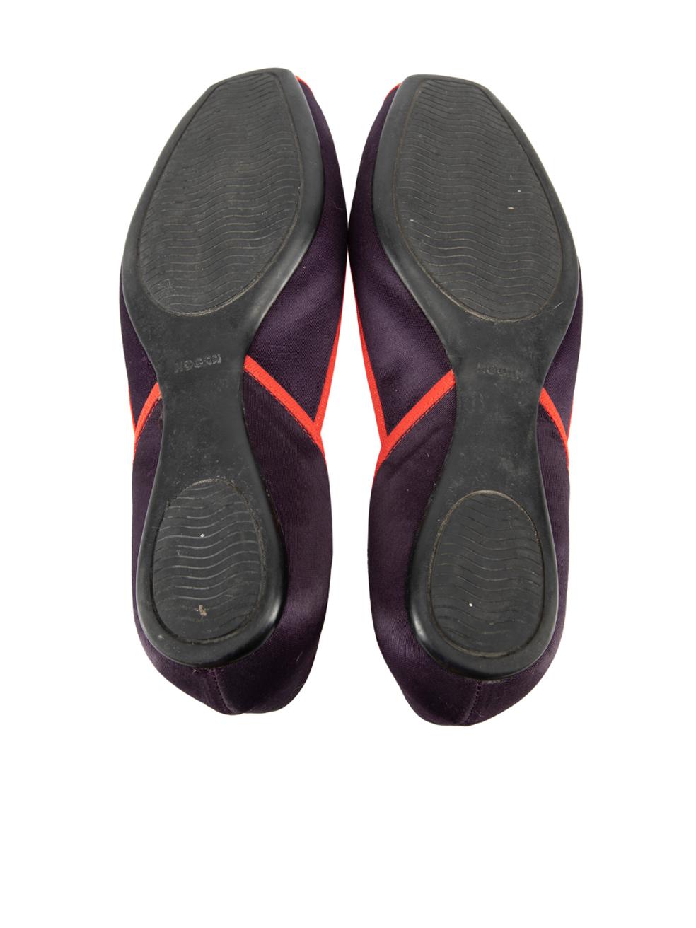 Women's Hogan Purple Satin Peep Toe Flats Size IT 35.5 For Sale