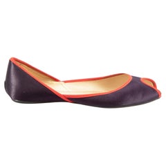 Hogan Lila Satin Peep Toe Flats Größe IT 35.5