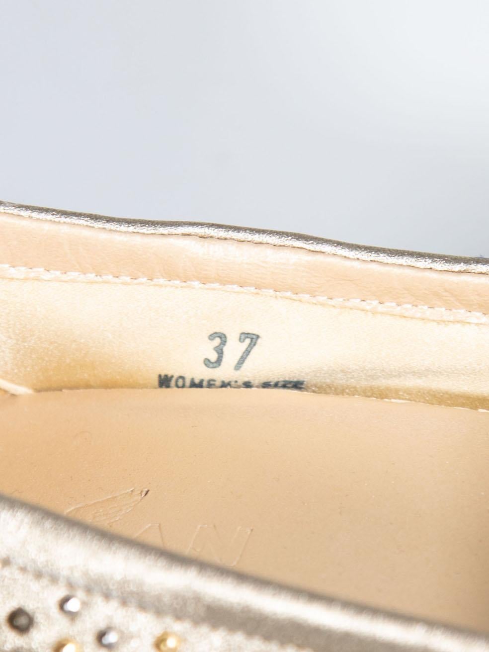 Women's Hogan Silver Leather Studded Ballet Flats Size IT 37