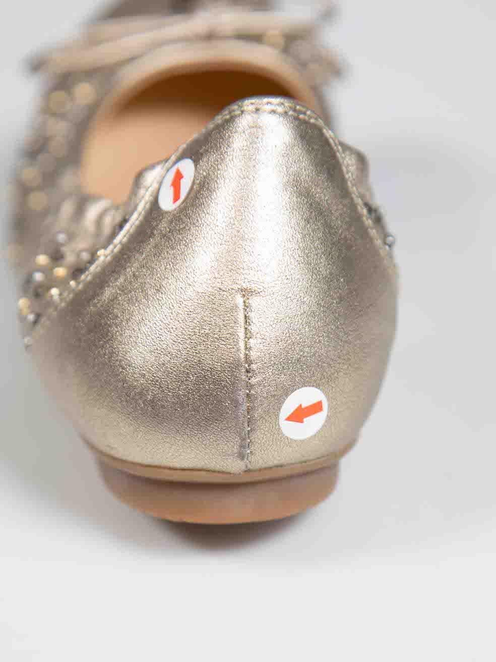 Hogan Silver Leather Studded Ballet Flats Size IT 37 1
