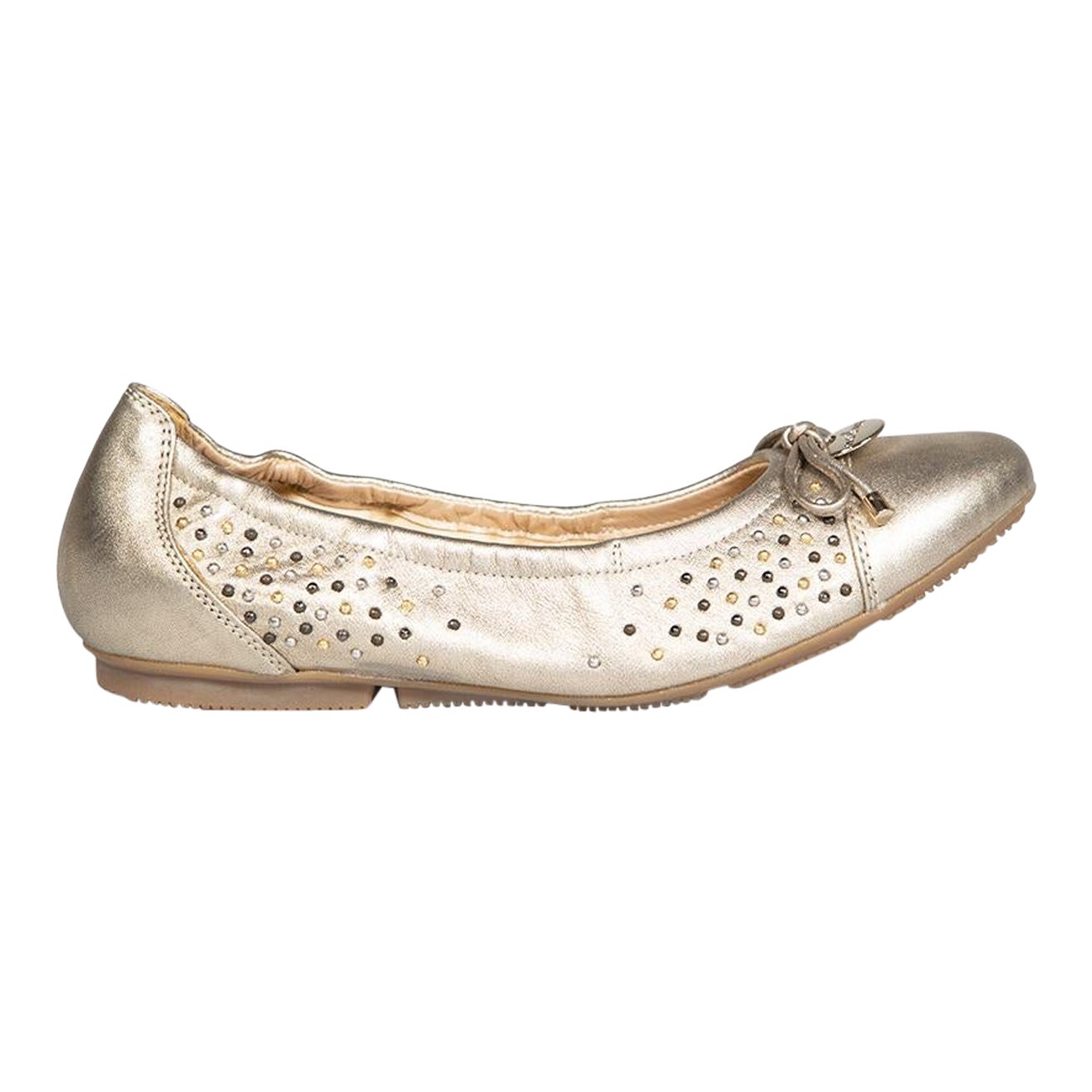 Hogan Silver Leather Studded Ballet Flats Size IT 37