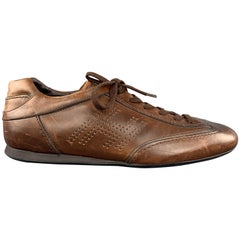 HOGAN Size 11 Brown Perforated Leather Lace Up Lace Up