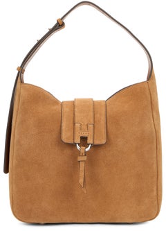 Hogan Suede with Toggle Closure Shoulder Bag — Brown
