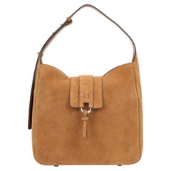 Hogan Suede with Toggle Closure Shoulder Bag — Brown