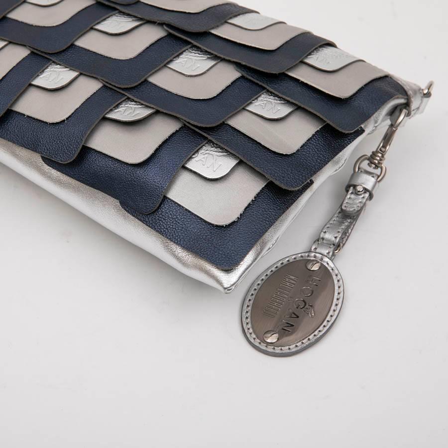 HOGAN Unisex Clutch designed by Karl Lagerfeld in Silver Leather For Sale 1