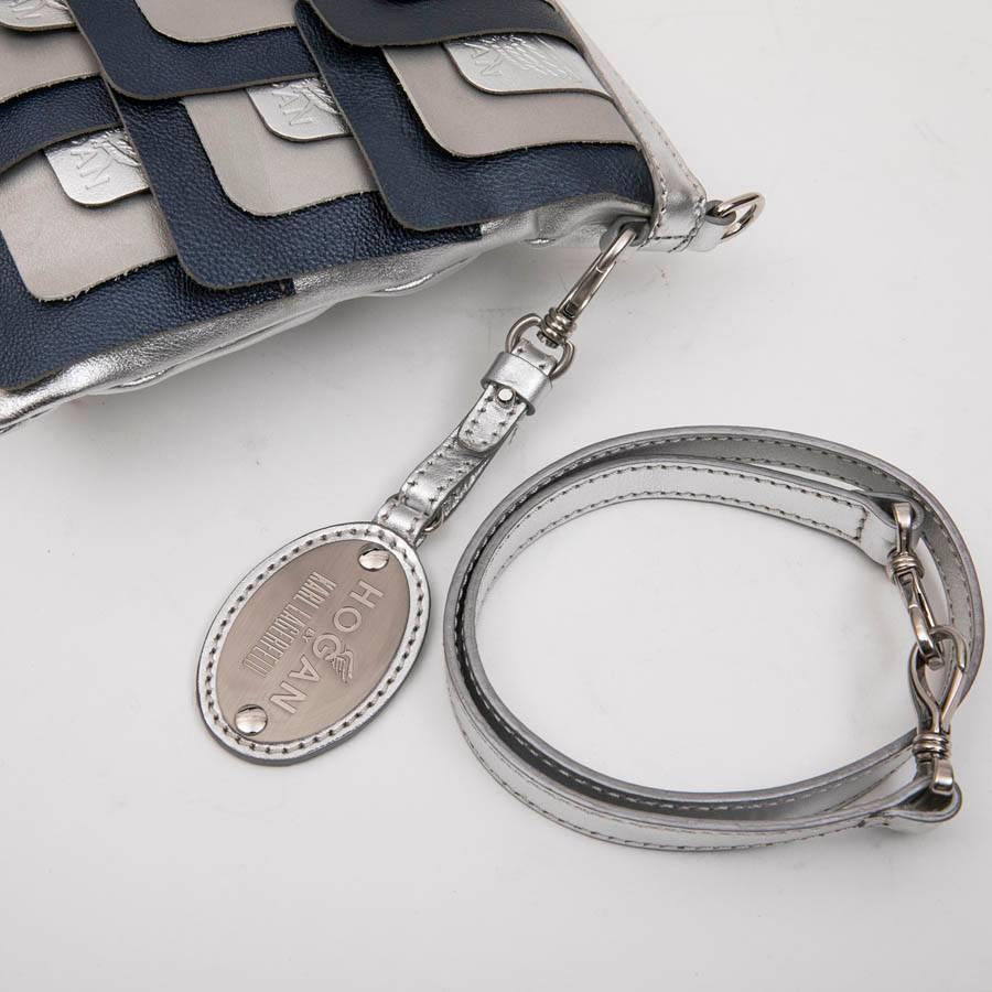 HOGAN Unisex Clutch designed by Karl Lagerfeld in Silver Leather For Sale 2