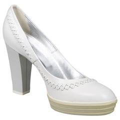 Hogan White Leather Embroidered Pumps Size IT 40