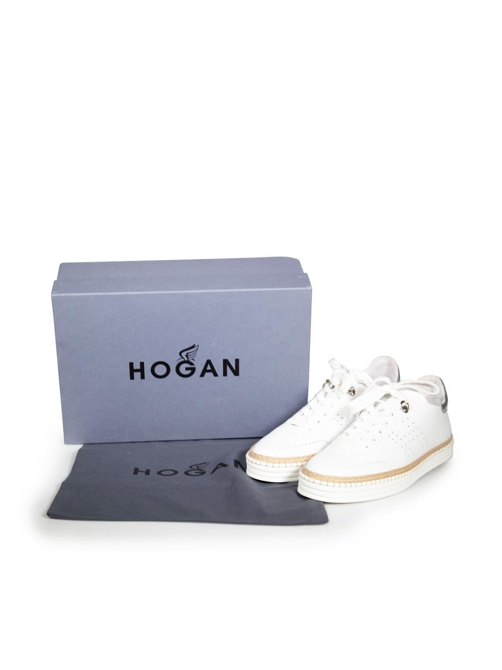Hogan White Leather R260 Stitched Sole Perforated Trainers Size EU 40 For Sale 4