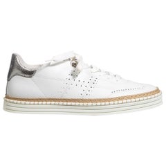Hogan Weiß Leder R260 Stitched Sole Perforierte Turnschuhe Größe EU 40