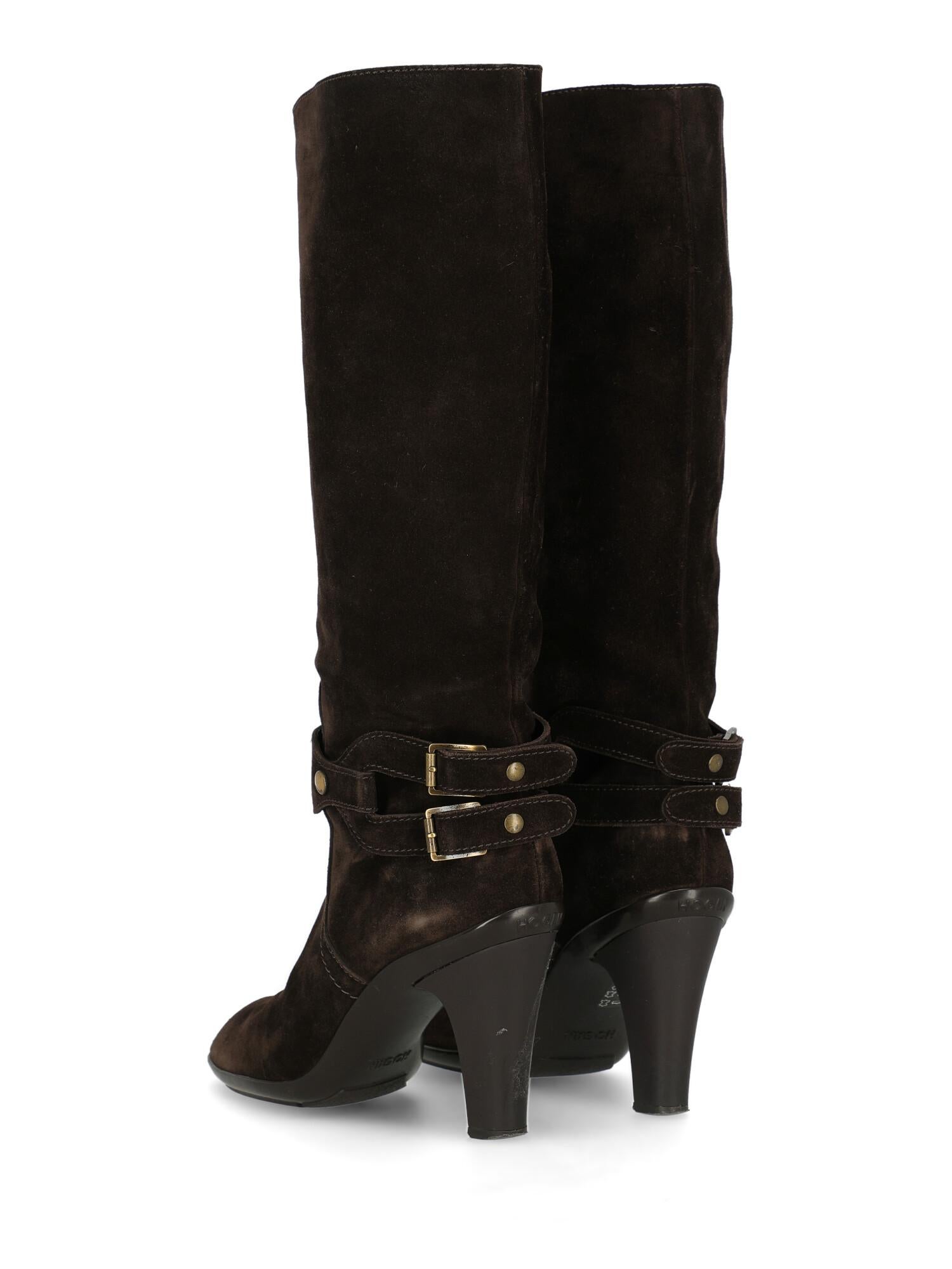 Black Hogan Woman Boots Brown Leather IT 40 For Sale