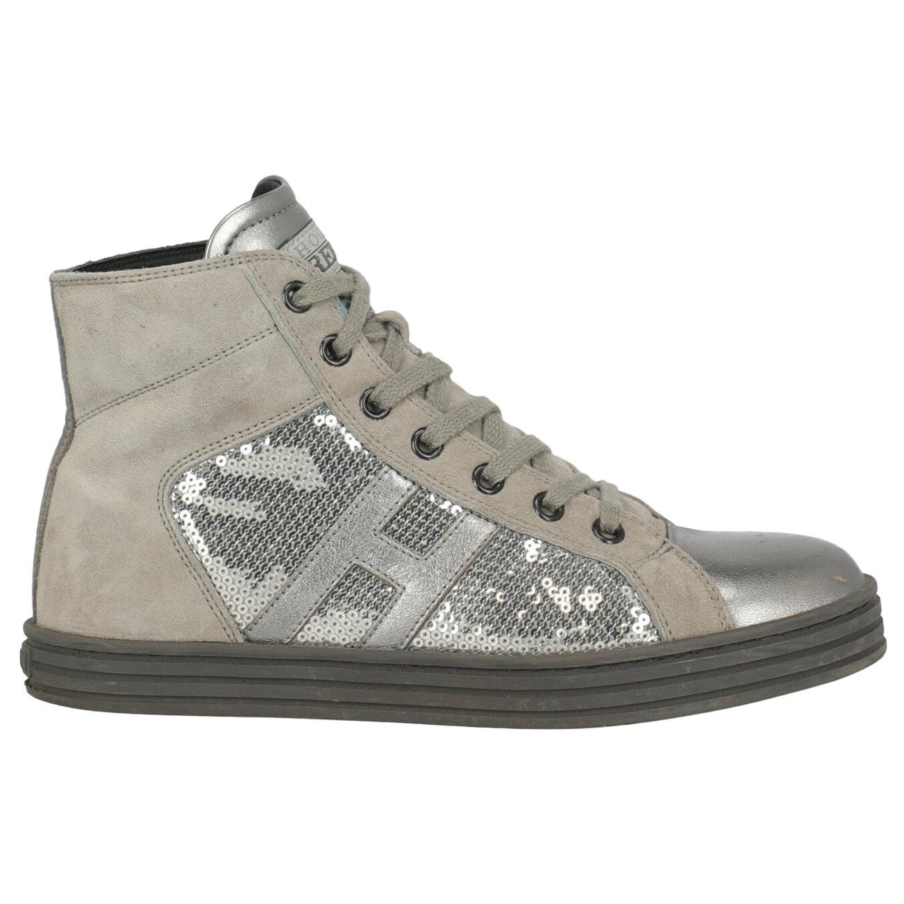 Hogan Woman Sneakers Grey Leather IT 35 For Sale