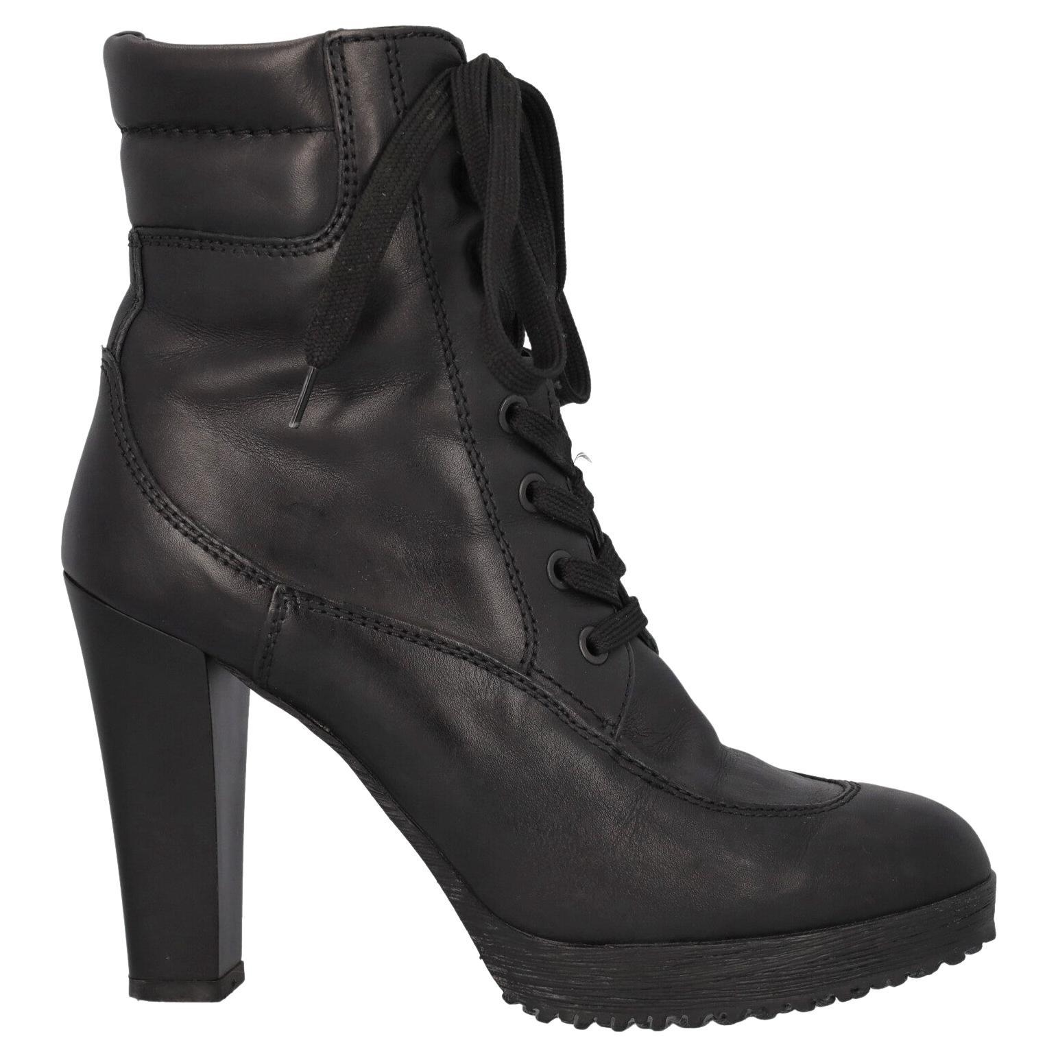 Hogan Women Ankle boots Black Leather EU 40 For Sale