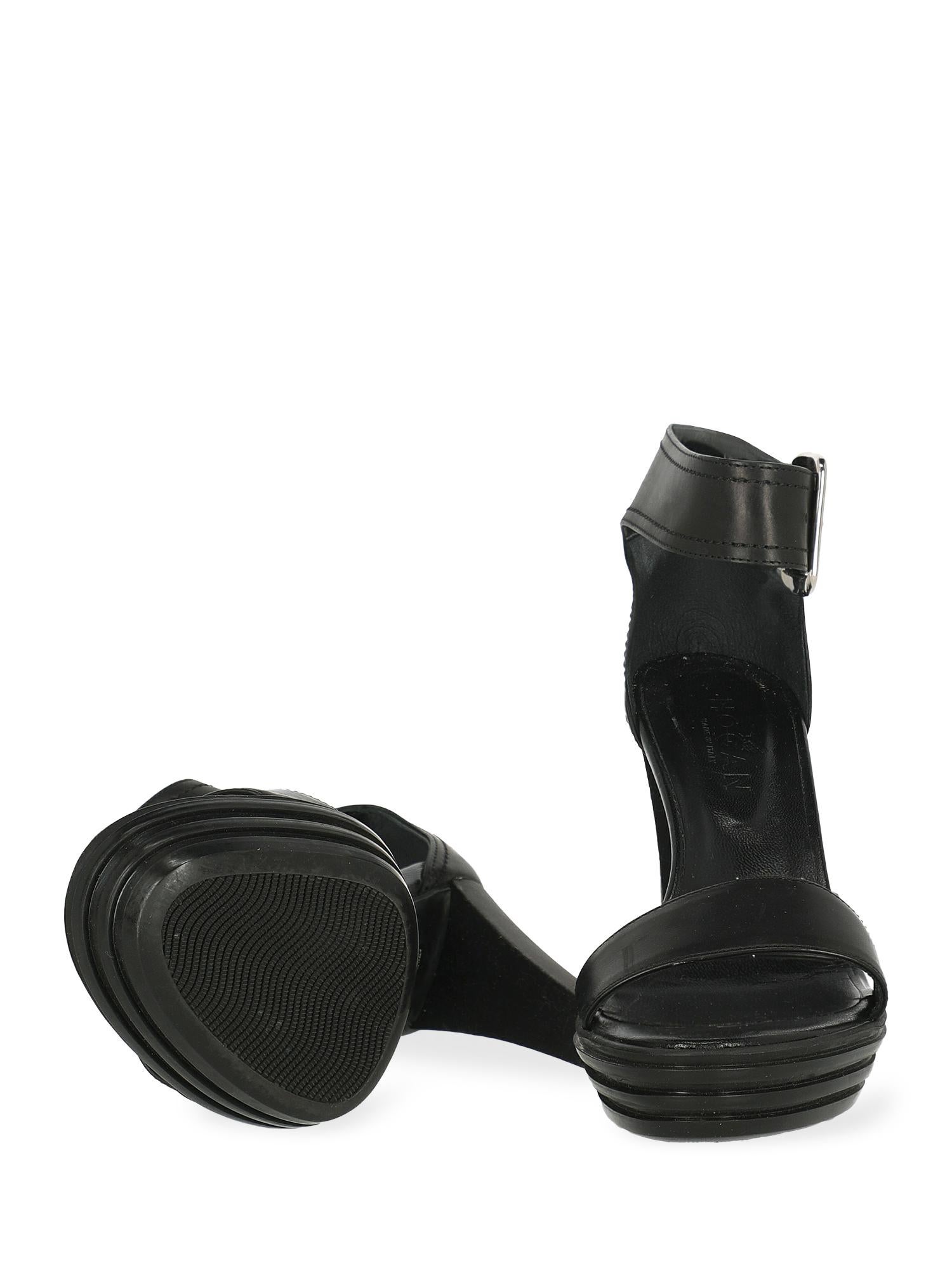 Hogan Women  Sandals Black Leather IT 38.5 For Sale 1