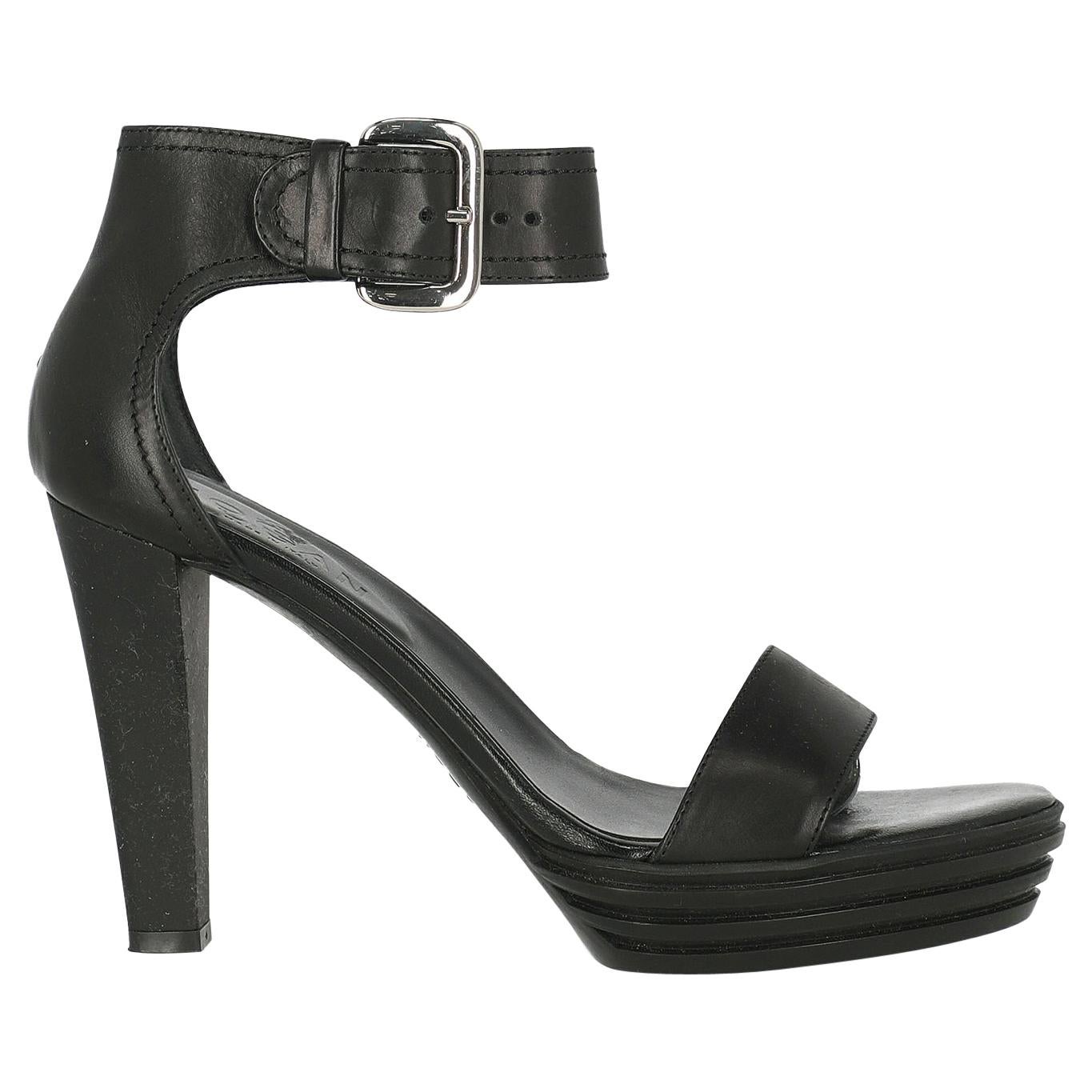 Hogan Women  Sandals Black Leather IT 38.5 For Sale